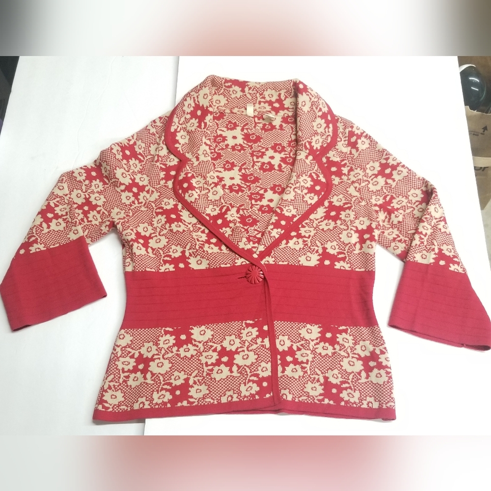 Vintage Anthropologie Moth Brand Floral Knit Cardigan